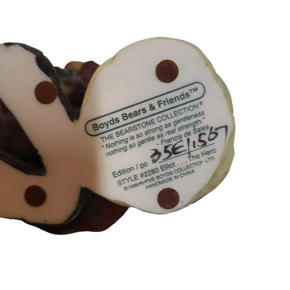 Boyds Bears Elliot The Hero Statue 1996 Bearstone Collection 2280 Firefighter - Picture 7 of 11